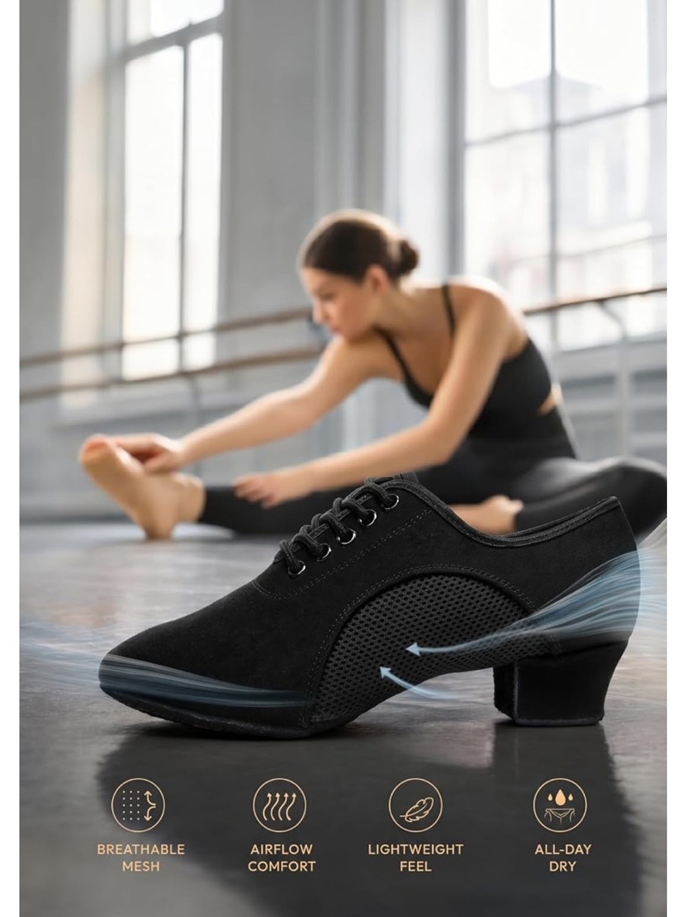 MSMAX Ballroom Dance Shoes Latin Dancing Heels 8. 596-1:v